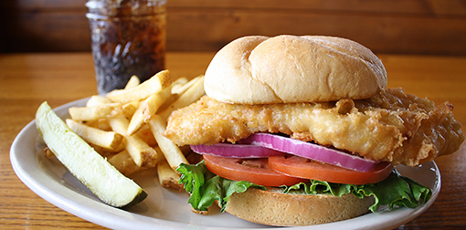 chicken sandwich with fries